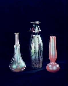 Samling vaser, evt. Loetz, c.1900 glass